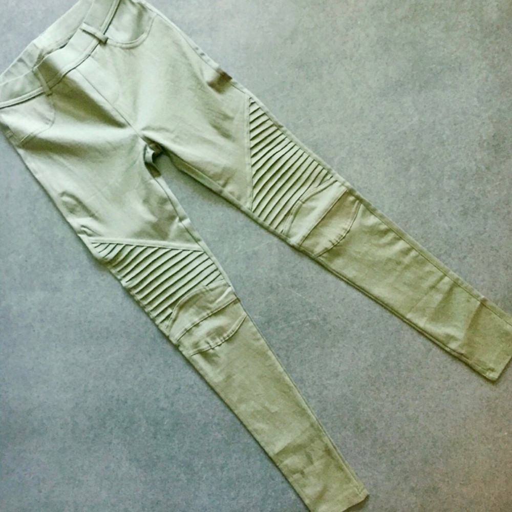 *1 pair left* Olive Green Womens Moto leggings - Picture 4 of 5